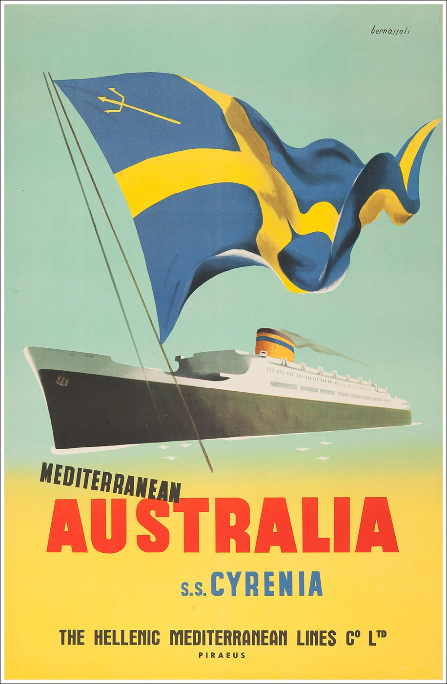 Mediterranean - Australia, S.S. Cyrenia -  Hellenic Lines