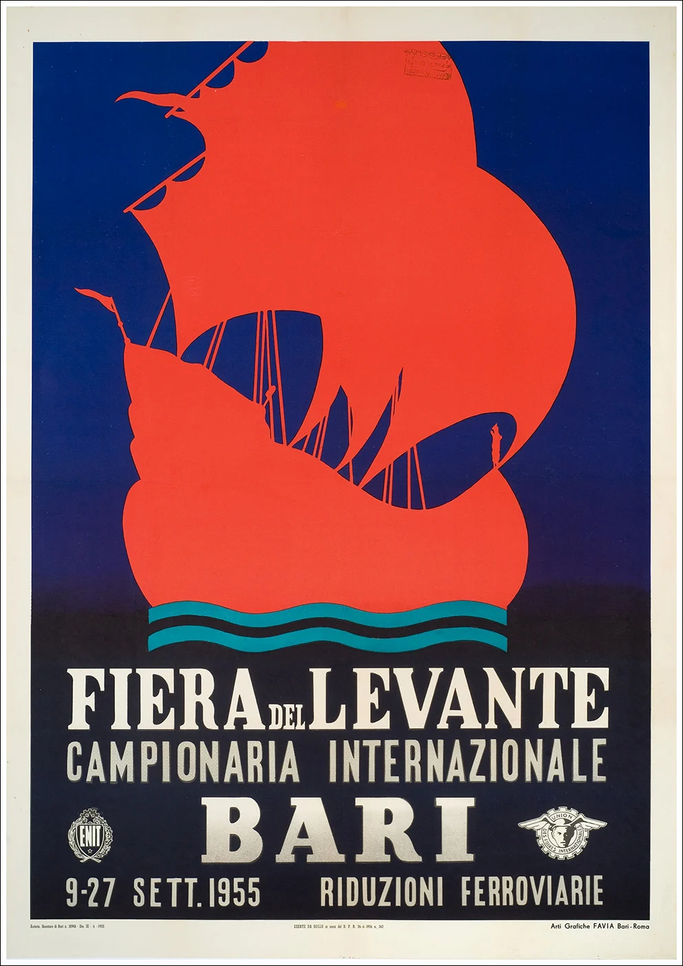 Bari, Fiera del Levante 1955 / ENIT / 99,5 x 140,7 cm