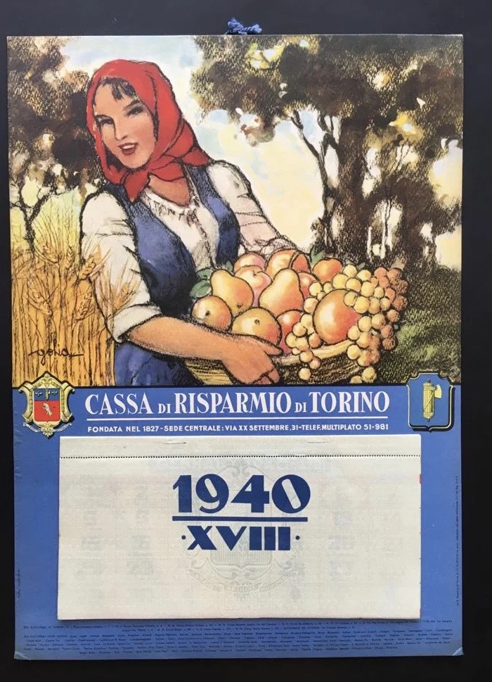 Calendario Cassa di risparmio di Torino 1940