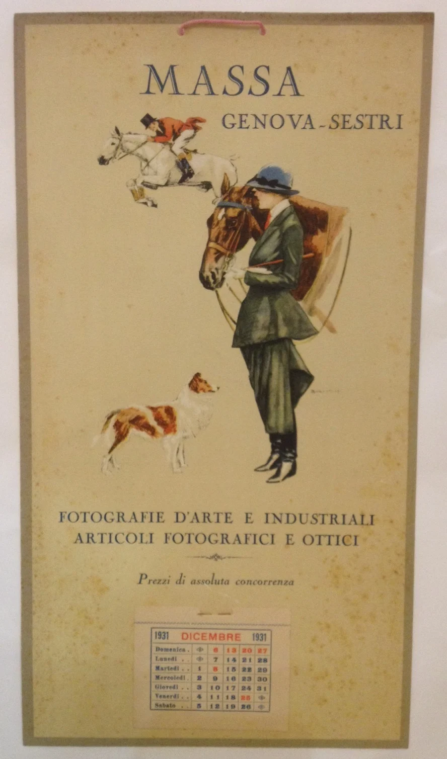 Massa, Genova Sestri - fotografie d'arte e industriali, articoli fotografici e ottici / Calendario 1931