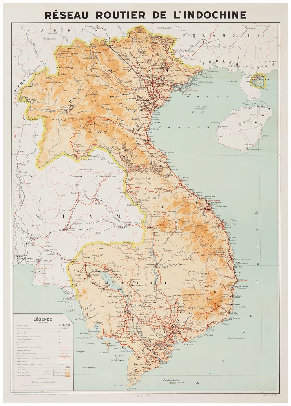 Carte d'Indochine 1938