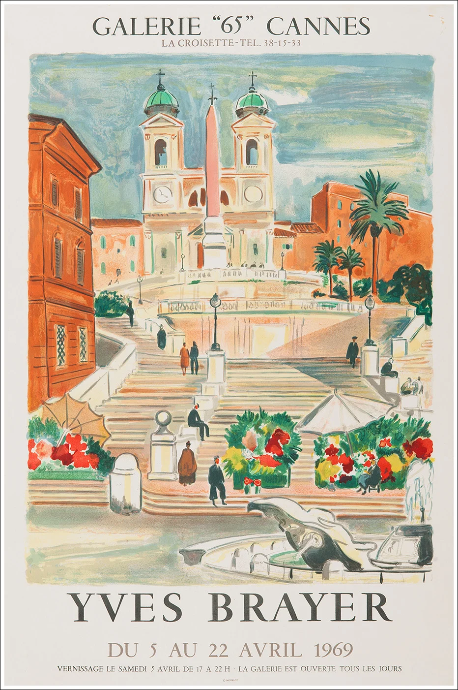 Yves Brayer (Piazza di Spagna, Roma), Galerie 65 Cannes 1969