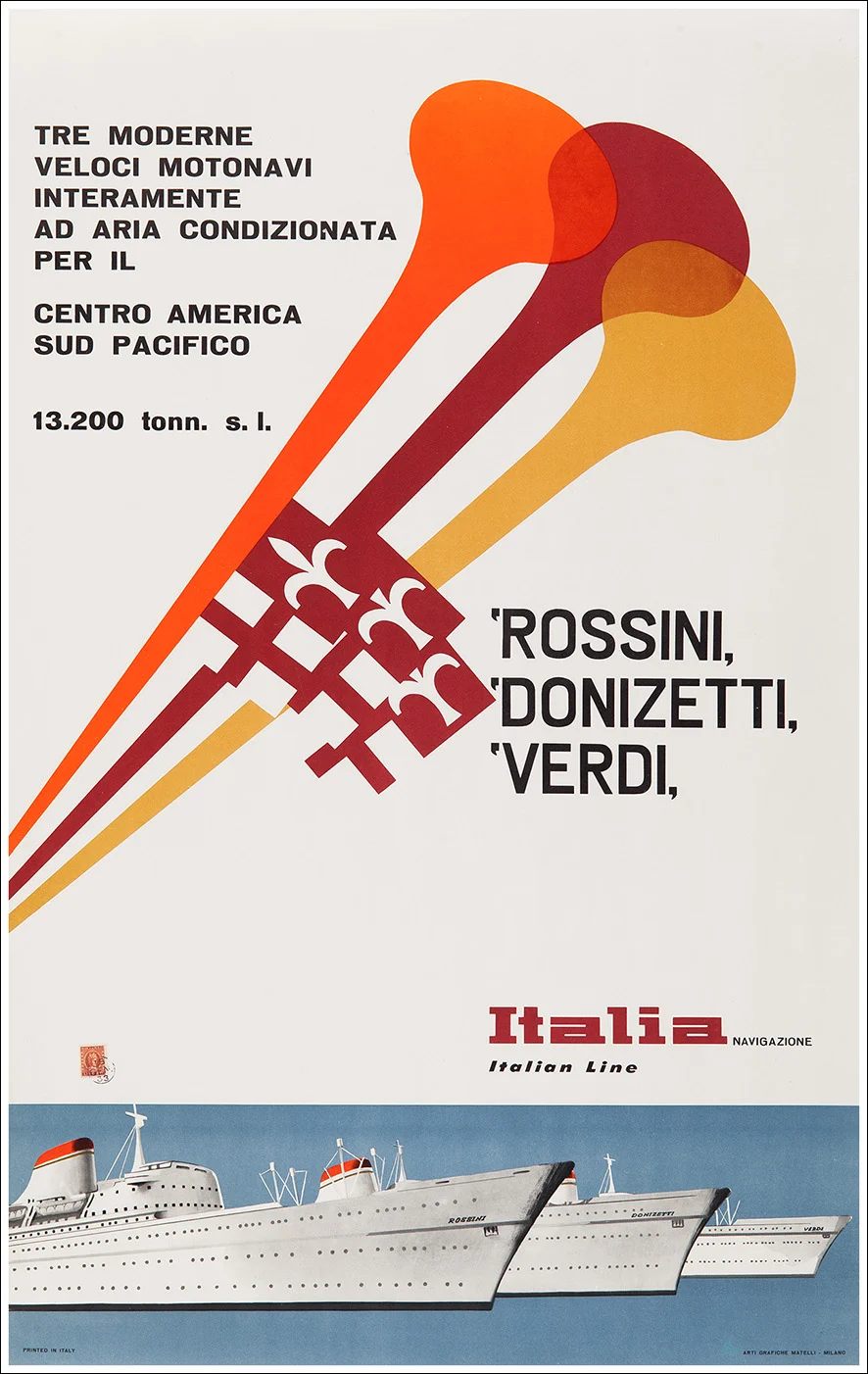"ITALIA" Società di Navigazione, Genova - Transatlantici Rossini Donizetti Verdi