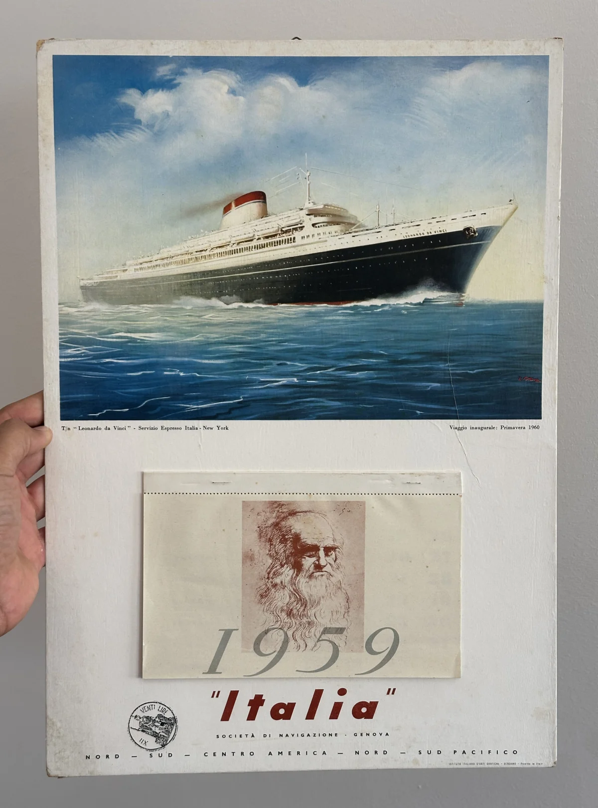 "ITALIA" Società di Navigazione (Genova), Leonardo Da Vinci / Calendario pubblicitario 1959