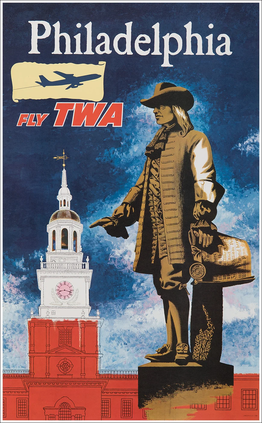 Fly TWA, Philadelphia (Pennsylvania) / statua di William Penn