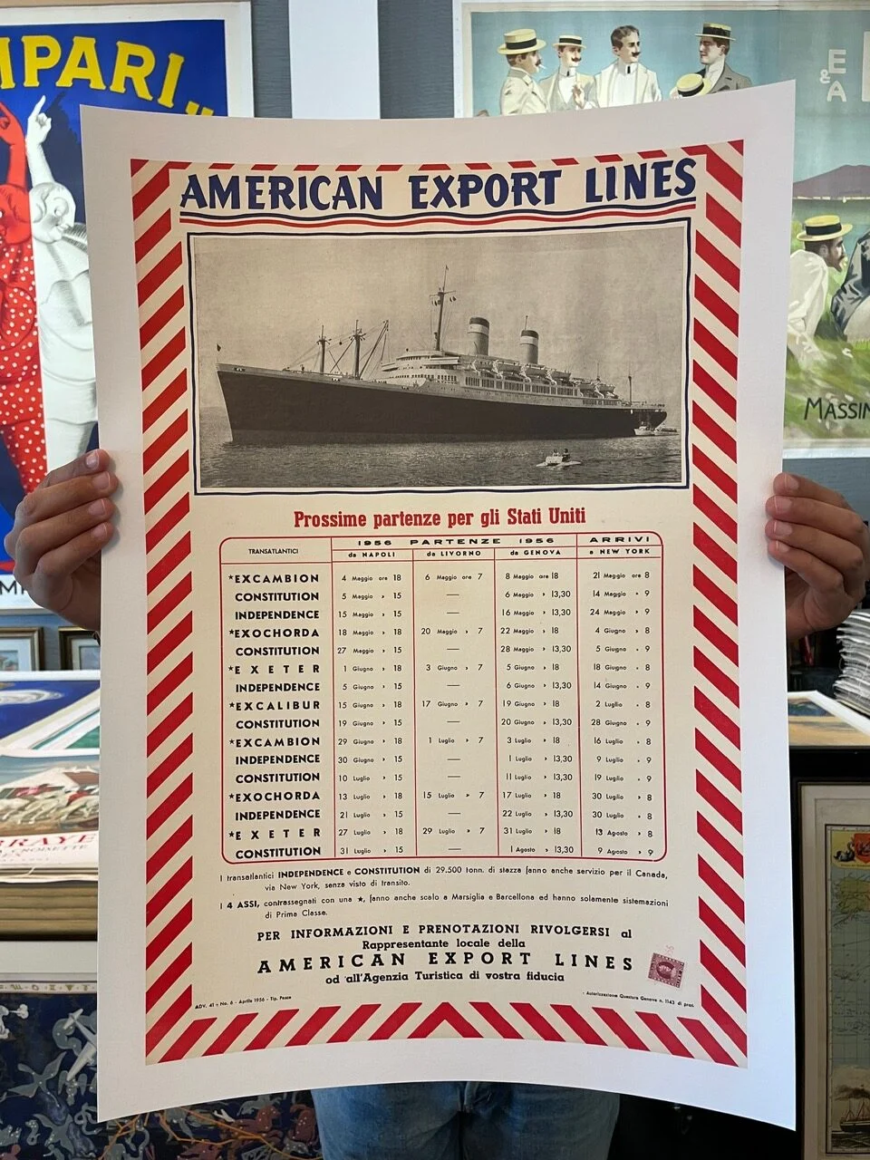 American Export Lines, partenze da Napoli, Livorno, Genova