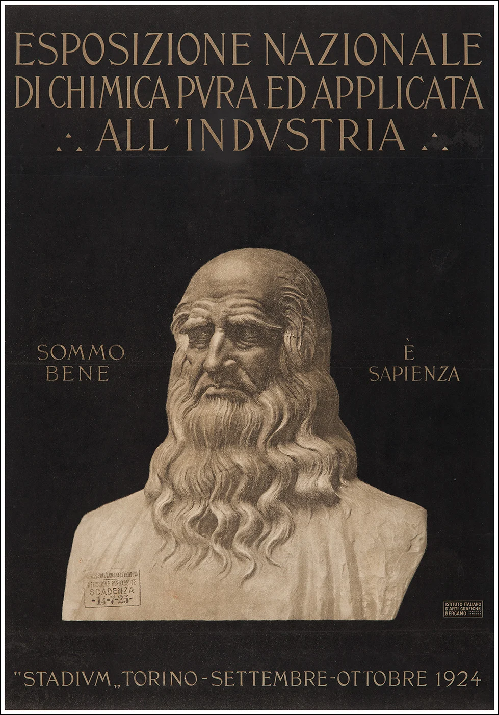 Torino, Esposizione Naz. di Chimica pura ed applicata all'industria, 1924 / Busto bronzeo di Leonardo Da Vinci ad opera di Emilio Quadrelli