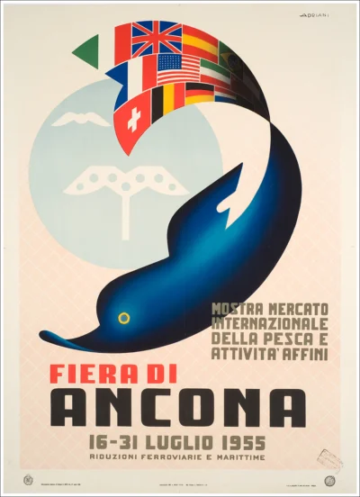 Fiera di Ancona 1955 - Mostra Mercato Int. della pesca e attività affini (ENIT) / 99,5 x 139 cm