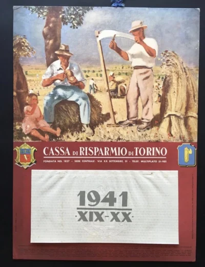 Calendario Cassa di risparmio di Torino 1941