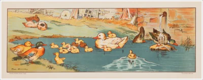 Litografia decorativa scolastica / Frise décorative scolaire de Firmin Bouisset / Anatre, canards, ducks