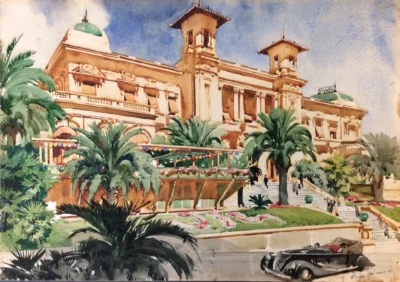 Sanremo, Casino 1938 ca./ Acquarello originale d'epoca