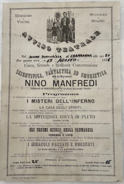 Avviso Teatrale, illusionismo e magia, Carmagnola (Torino)
