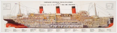 Paquebot Ile de France, CGT Compagnie Générale Transatlantique / French Line, Le Havre - New York