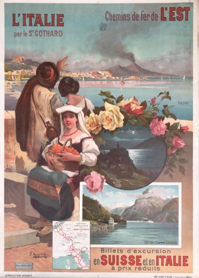 L'Italie par le St. Gothard, Locarno (Canton Ticino, Tessin) Lac Majeur Lago Maggiore, Lac des Quatre Cantons, Naples Napoli