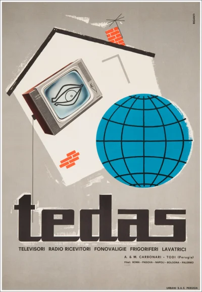 Tedas - televisori, radio ricevitori, fonovaligie frigoriferi lavatrici / A. & M. Carbonari, Todi (Perugia)