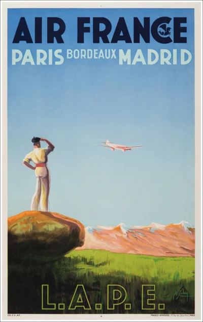 Air France, Paris Bordeaux Madrid - LAPE (Lineas Aereas Postales Españolas)