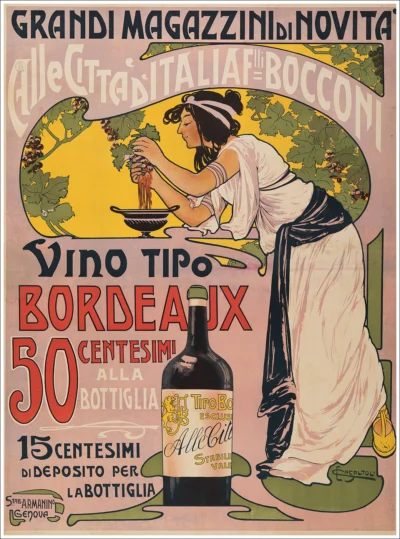 Grandi Magazzini di Novità "Alle Città d'Italia" F.lli Bocconi, Milano - Vino Tipo Bordeaux / La Rinascente