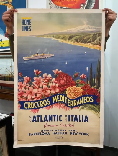 Home Lines, Cruceros Mediterraneos SS Atlantic MS Italia - Barcelona, Halifax, New York / Taormina