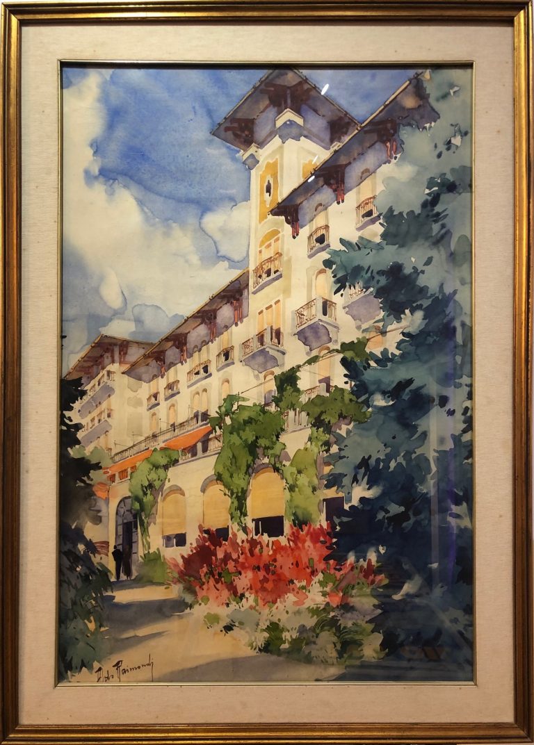 Savoy Palace Hotel Gardone Riviera (Brescia) - Original watercolor - L ...